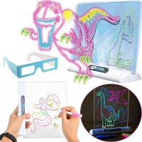 Магическая проекционная доска для рисования с 3D эффектом 3d Magic Drawing Board, детский развивающий стеклянный набор с LED подсветкой от 3-х лет