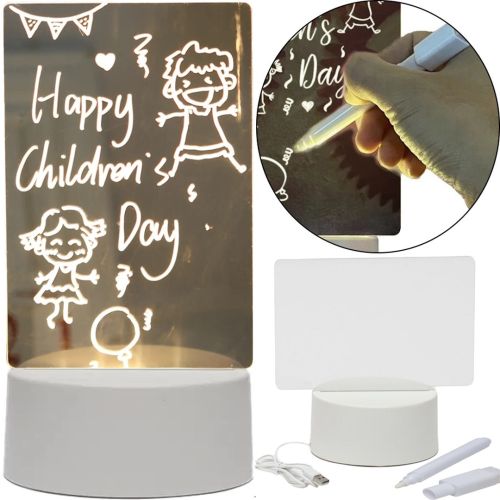 Світиться дошка світильник для нотаток 3D Creative Visualization lamp з підсвічуванням 3 режими з крейдяним маркером, нічник для малювання Білий