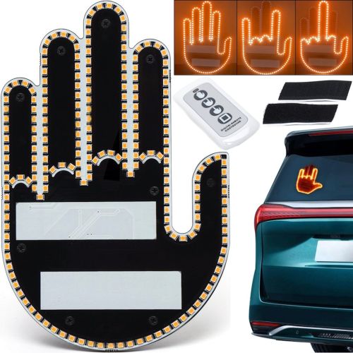 Світлодіодна рука fun gesture hand LED-долоня з жестами на липучці з підсвічуванням, автомобільний знак на заднє скло в салон авто з пультом управління