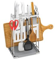 Кухонний органайзер сушарка Kitchen Rack CW-2001H для зберігання і сушіння столових приладів, Підставка стелаж для посуду дощечки і ножів Сріблястий