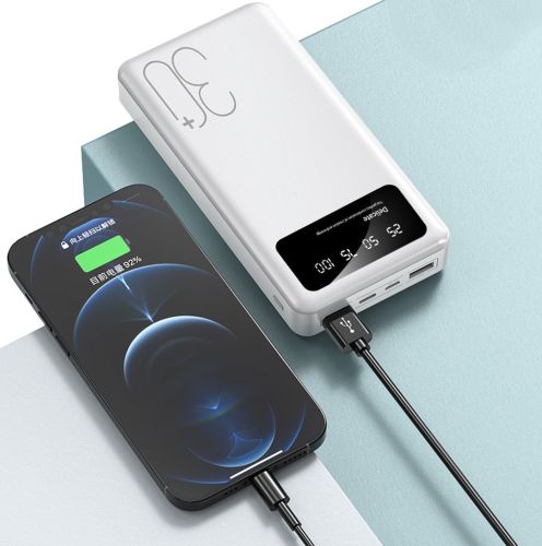 Зарядний пристрій УМБ Power Bank 30000 mAh Martec Delicate 2xUSB з ліхтариком, Портативна батарея повербанк зовнішній акумулятор зарядка для телефону