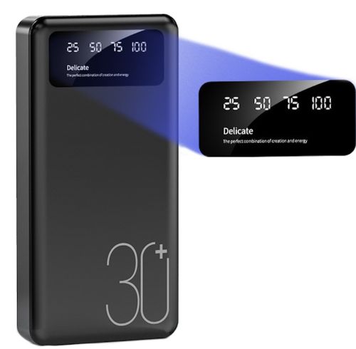 Зарядний пристрій УМБ Power Bank 30000 mAh Martec Delicate 2xUSB з ліхтариком, Портативна батарея повербанк зовнішній акумулятор зарядка для телефону