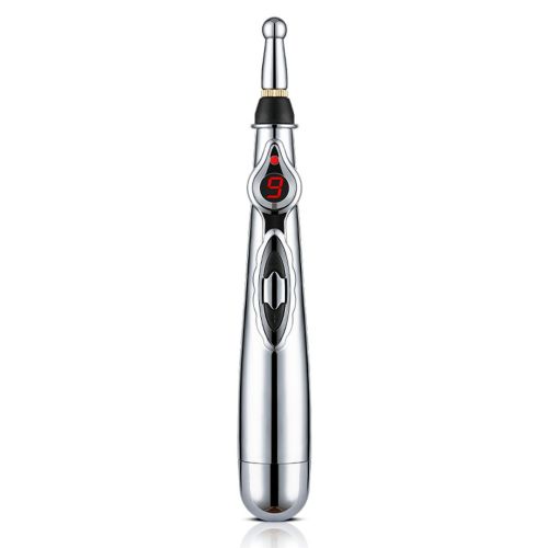 Акупунктурний масажер у формі ручки Massager Pen DF-618, прилад для точкового масажу всього тіла Сірий, електронна акупунктурна ручка для обличчя