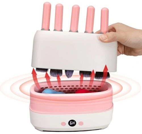 Силіконова сушарка для манікюрних кистей Makeup Brush Dryer Machine LY-610 12 отворів USB підставка для сушіння і зберігання пензликів з термоконтролем