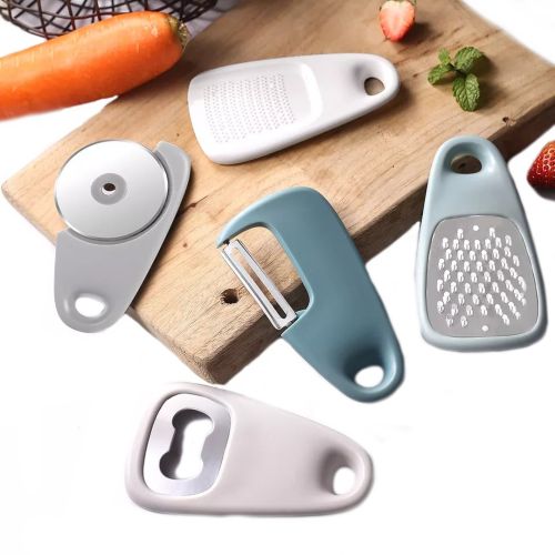 Брелок-органайзер Kitchenware з кухонного приладдя 5 предметів, Набір для кухні Терка, відкривачка, ніж, овощечистка на брелоку для кемпінгу