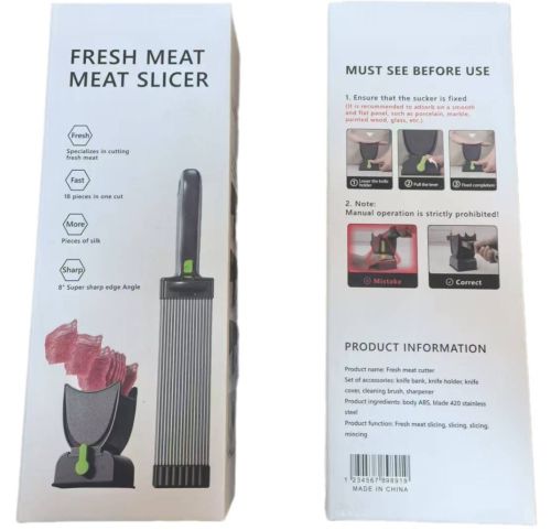 Ручная мясорубка слайсер Fresh Meat Slicer YLM-248 для тонкой нарезки и измельчения мяса, Ручной измельчитель LY-824 17 лезвий с подставкой Серый