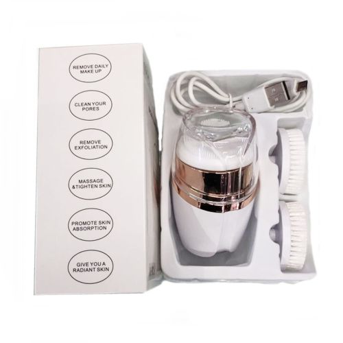 Аккумуляторная массажная щетка 3 в 1 Sonic Facial Cleansing Drush With LT-606 для лица с насадками, Профессиональная электрическая щетка для умывания