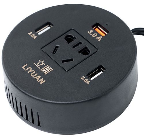 Автомобильный тройник инвертор Travel Car Power Liyuan DC-AC 12-220V 75W от прикуривателя, Универсальный USB адаптер сплиттер 12/24V в авто