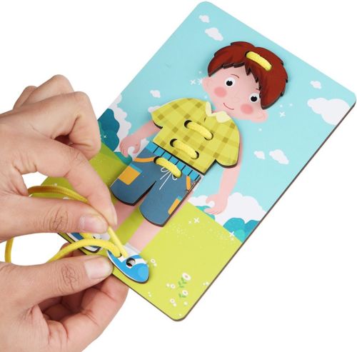 Розвиваючий конструктор Personages Threading Plate MZM15 38 деталей із зображенням персонажів з дерева, Головоломка створення персонажа для дітей