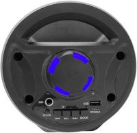 Беспроводная Bluetooth колонка динамик SoonBox S4403 с LED подсветкой 10W и микрофоном, Аккумуляторная блютуз акустика караоке USB SD FM AUX Черная