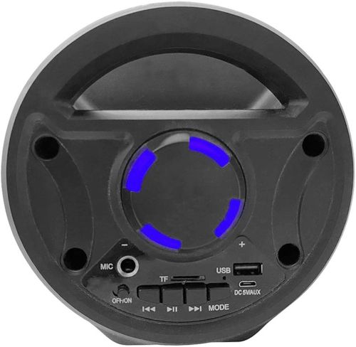Беспроводная Bluetooth колонка динамик SoonBox S4403 с LED подсветкой 10W и микрофоном, Аккумуляторная блютуз акустика караоке USB SD FM AUX Черная