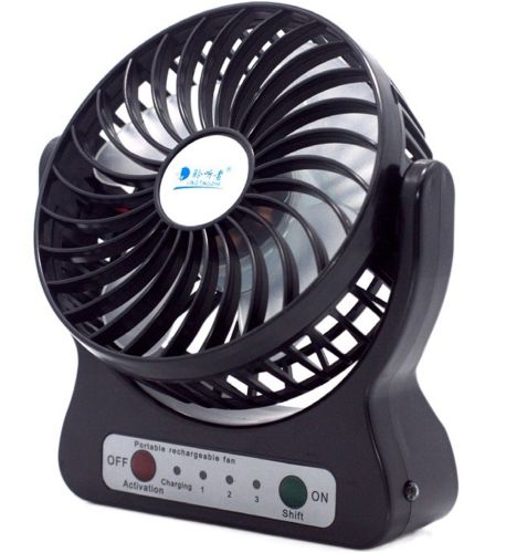Настільний міні вентилятор Mini Fan XSFS - 01 USB з акумулятором 4.5 W Black, портативний охолоджувач повітря на підставці з Led ліхтариком Чорний