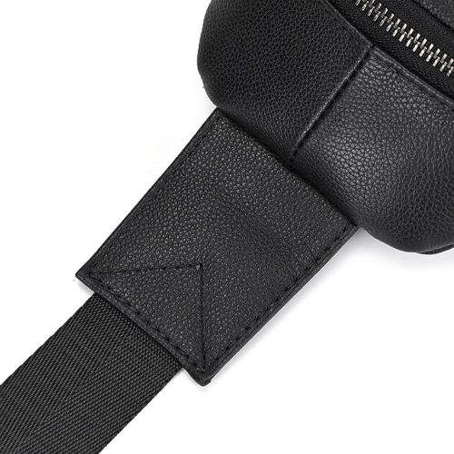 Чоловіча сумка бананка Jasper L99810-b через плече на 2 відділення з USB портом, Нагрудна сумка Джаспер зі штучної шкіри Чорна