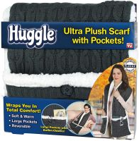 Зимова двостороння безрукавка шарф з кишенями Huggle Pocket Scarf на флісі, М'який домашній плюшевий шарф жилетка на гудзиках Сірий