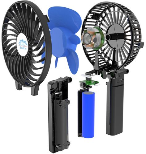 Ручний міні вентилятор Handy Mini Fan WX - 6508 USB акумуляторний настільний вентилятор трансформер зі складною ручкою і знімним акумулятором
