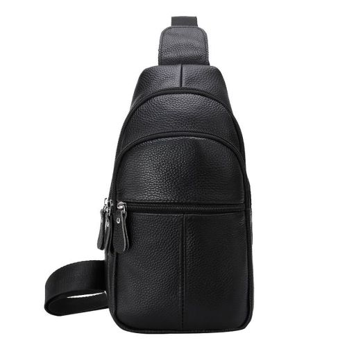 Чоловіча сумка бананка Jasper L99810-b через плече на 2 відділення з USB портом, Нагрудна сумка Джаспер зі штучної шкіри Чорна