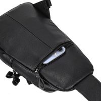Чоловіча сумка бананка Jasper L99810-b через плече на 2 відділення з USB портом, Нагрудна сумка Джаспер зі штучної шкіри Чорна
