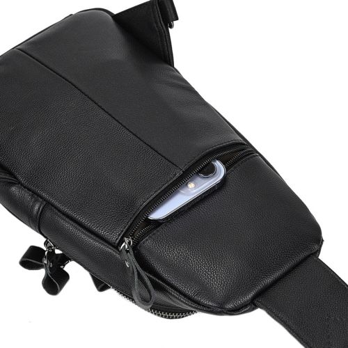 Чоловіча сумка бананка Jasper L99810-b через плече на 2 відділення з USB портом, Нагрудна сумка Джаспер зі штучної шкіри Чорна