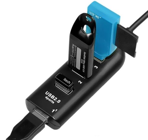 USB хаб Hi-Speed XD4 Black на 4 порти, Універсальний розгалужувач з 4 виходами концентратор перехідник HUB 480 Мбіт для комп'ютера від USB Чорний