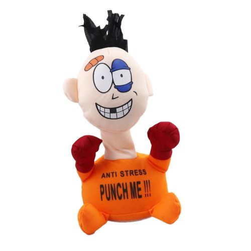 М'яка іграшка антистрес Stress-Max Punch Me 02 вдар мене зі звуком, лялька для биття на присосках зі звуковими ефектами 20 см