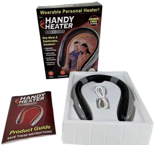 Бездротовий обігрівач на шию Handy Heater Freedom MAG - 634 з 4 режимами нагріву від USB, переносний акумуляторний міні обігрівач для шиї Сірий