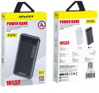 Зарядний пристрій УМБ Power Bank Awei P37k 10000 mAh 2xUSB, Портативна батарея повербанк зовнішній акумулятор зарядка з індикаторами для телефону