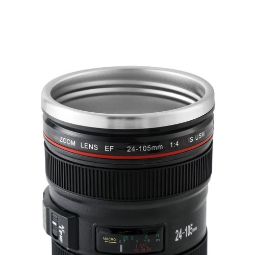 Кружка термос у вигляді об'єктива від фотоапарата Canon EF 24-105, Термокружка об'єктив 350 мл, Термо чашка з кришкою, Чорна