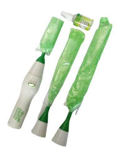 Обертова електрощітка Go Duster для видалення пилу 3 насадки щітка волоть для професійного прибирання на батарейках з насадками Гоу Дастер Зелена