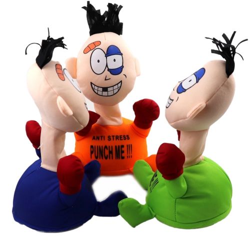 М'яка іграшка антистрес Stress-Max Punch Me 02 вдар мене зі звуком, лялька для биття на присосках зі звуковими ефектами 20 см