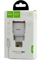 Мережевий зарядний пристрій Hoco C59A 2USB адаптер USB з цільним кабелем MicroUSB блок живлення на 2 порти для зарядки телефонів 15w 220v 2.4 A Білий