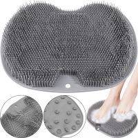 Силіконовий масажний килимок Чистюля щітка Shower Foot Scrubber Mat Ly - 379 Grey для спини і ніг на присосках, Настінна нековзна мочалка для душу сіра