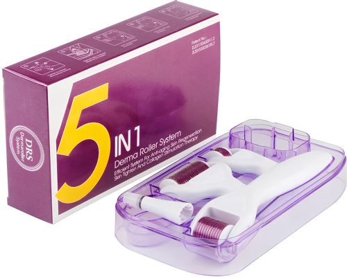 Мезороллер для обличчя і тіла Customs Derma Roller System 5 в 1 набір для догляду за шкірою, антивіковий дермароллер з титановими мікроголками AND 1-17