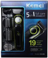 Аккумуляторная машинка для стрижки волос Kemei KM-696 5 в 1 5W электробритва, триммер для окантовки бороды, носа и ушей, набор для тела с насадками
