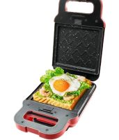 Електрична сэндвичница вафельниця Breakfast Machine BQ ST1008 зі змінними панелями 600W, бутербродниця для приготування сендвічів від мережі 220V Червона