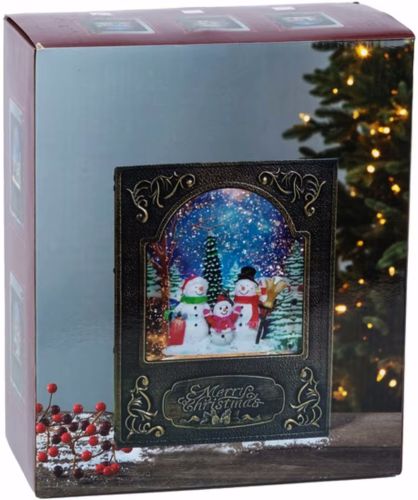 Нічник у формі різдвяної книги XMAS WDL 24023b Новорічний музичний світильник книжка з ефектом хуртовини і LED підсвічуванням на батарейках USB