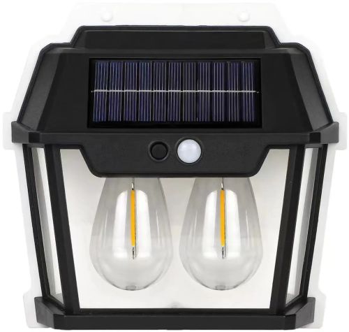 Уличный настенный светильник COBA Solar Wall Lamp HW-888-2W аккумуляторный подвесной фонарь на солнечной батарее с датчиком движения 2 лампы 3 режима