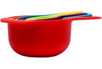 Набір мірних чашок і ложок Measuring Cup комплект 6 штук, пластикові різнокольорові ємності ваги для сухих і рідких інгредієнтів 250 мл
