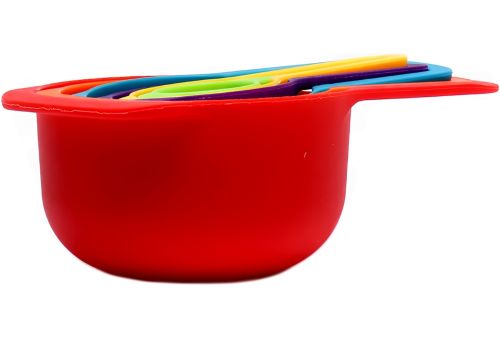 Набір мірних чашок і ложок Measuring Cup комплект 6 штук, пластикові різнокольорові ємності ваги для сухих і рідких інгредієнтів 250 мл
