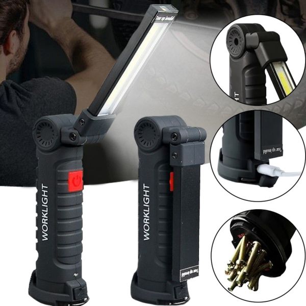 Акумуляторний складаний світильник Worklight W - 52 LED COB 360° ліхтар з магнітом і гачком 5 режимів, Світлодіодний ліхтарик для кемпінгу 5W G52