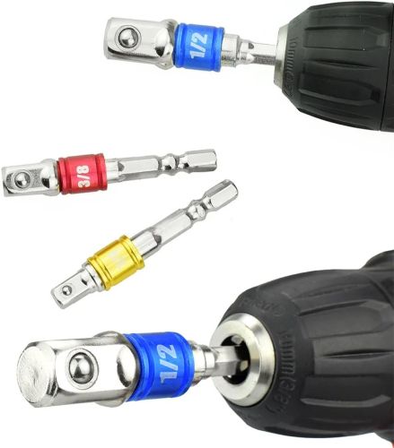 Набір перехідників з шестигранним хвостовиком Drillpro 3pcs 1/2, 1/4, 3/8 дюйма комплект шестигранних насадок біт, Торцеві головки для шуруповерта