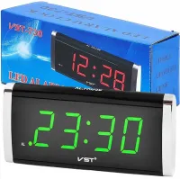 Электронные настольные часы VST-730 с зеленой подсветкой, функцией будильника Цифровые часы с кнопкой отсрочки времени от сети Зеленые
