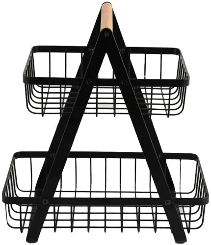 Металева двоярусна корзина підставка Fruit Storage Rack Z12-B21 для зберігання фруктів і овочів, настільна етажерка Фруктовниця на 2 яруси