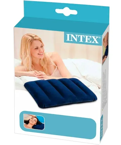 Туристична надувна подушка Intex Inflatable Pillow 68672 47x30 см флокірована для плавання і подорожей Накладка під голову для кемпінгу синя