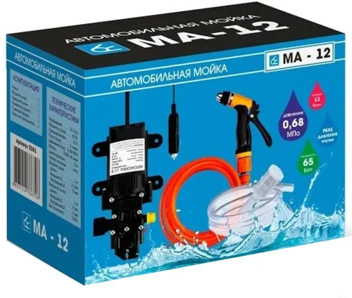 Автомобільна мийка високого тиску Power Wash CW-102 12V 100W Мембранний насос DP-537 5,5 л / хв для кемпінгу і миття машини від прикурювача MA-12