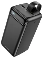 Зовнішній акумулятор Borofone Power Bank BJ14D 50000mah Black на 2 USB 22.5 W і USB-C 20W, УМБ Повербанк батарея з ремінцем для зарядки телефону Чорний