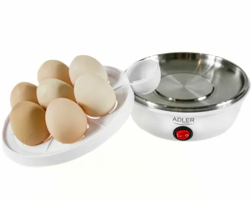 Електрична яйцеварка для приготування 7 яєць на пару Adler AD-4459 360W, міні апарат пароварка для варіння яєць 360Вт з автовимкненням від мережі