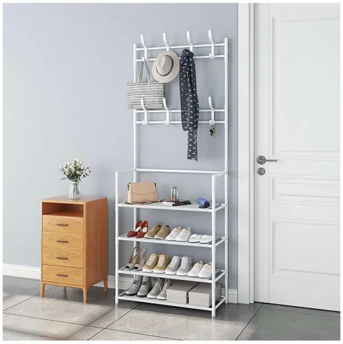 Підлогова вішалка для одягу в передпокій New simple floor clothes rack 60х29, 5х151 см Універсальна металева пересувна металева стійка Біла