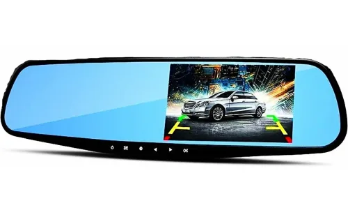 Автомобильный видеорегистратор зеркало LCD Full HD DVR-138W 4.3" дюйма с камерой заднего вида, Авторегистратор на 2 камеры угол обзора 170 градусов