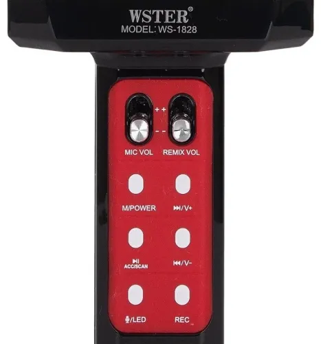 Бездротовий караоке мікрофон WSTER WS - 1828 Bluetooth USB AUX FM з вбудованою колонкою і 4 тембрами голосу на акумуляторі з динаміком Ws1828 Чорний