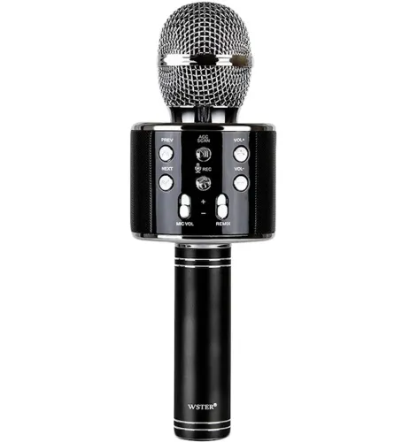 Бездротовий караоке мікрофон WSTER WS-858 Bluetooth USB AUX FM з вбудованим динаміком 5W, блютуз мікрофон з регулятором гучності Q858 для співу